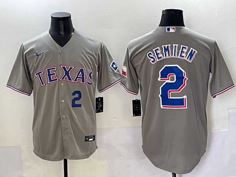 Men 2025 Texas Rangers #2 Semien Grey Game Nike MLB Jersey style 2